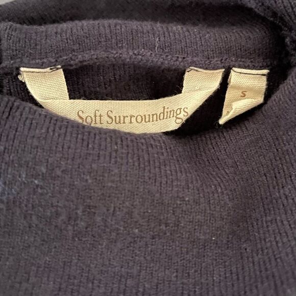 Soft Surroundings Navy Blue Turtle Neck with Button/Lace Cuffs - Picture 9 of 12